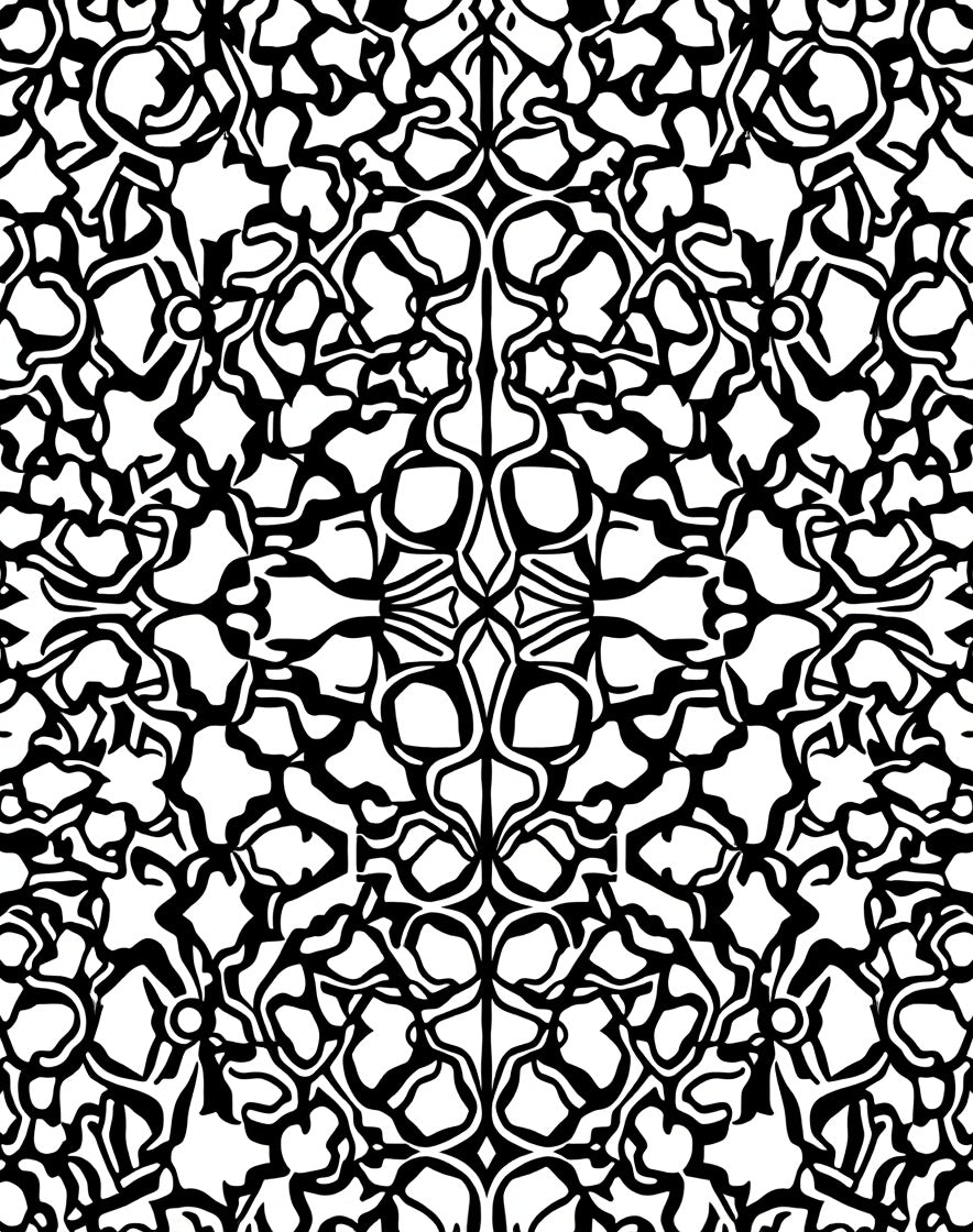 Intricate Black White Floral Pattern Rug