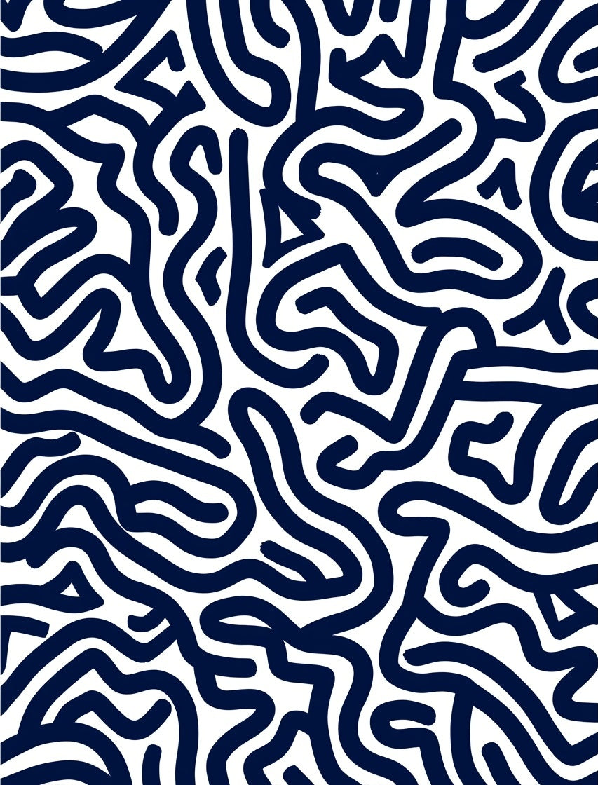 Abstract Navy Swirl Pattern Rug