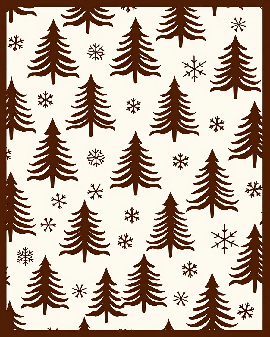 Brown Christmas Tree Snowflake Field Rug
