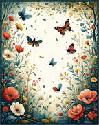 Whimsical Floral Butterfly Garden Design Rug