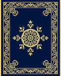 Ornate Golden Floral Medallion Border Rug