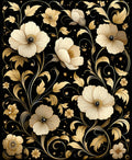 Elegant Gold Floral Pattern Rug