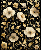 Elegant Gold Floral Pattern Rug