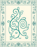 Teal Nouveau Floral Scroll Rug