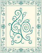 Teal Nouveau Floral Scroll Rug
