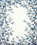 Classic White and Blue Floral Vine Rug