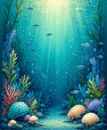 Underwater Serene Coral Reef Scene Rug
