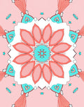 Coral Teal Floral Mandala Design Rug