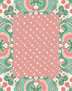 Coral Teal Floral Boho Pattern Rug