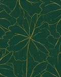 Emerald Botanical Leaf Line Art Rug