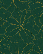 Emerald Botanical Leaf Line Art Rug