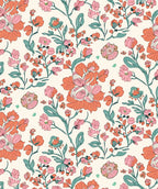 Coral Pink Floral Vine Pattern Rug