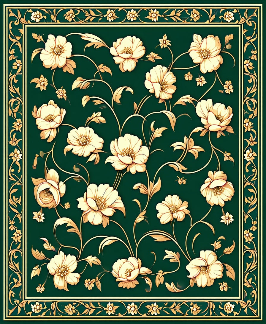 Elegant Floral Vine Patterned Rug