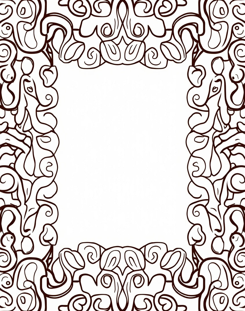 Ornate Abstract Paisley Border Design Rug