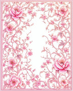 Elegant Pink Floral Vine Pattern Rug
