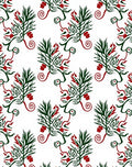 Rustic Red Green Foliage Swirls Rug