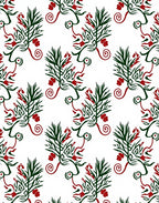 Rustic Red Green Foliage Swirls Rug