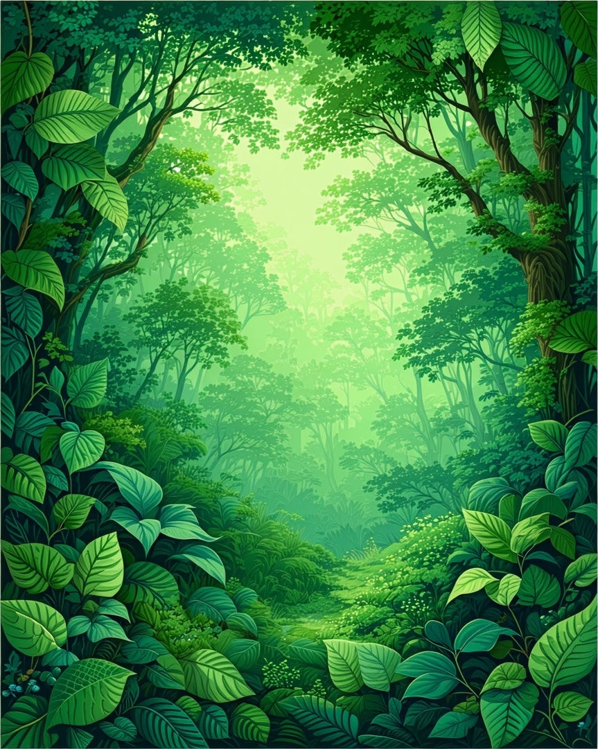 Lush Verdant Forest Canopy Design Rug