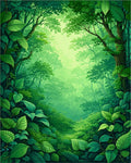 Lush Verdant Forest Canopy Design Rug