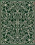 Green Ivory Intricate Floral Medallion Rug