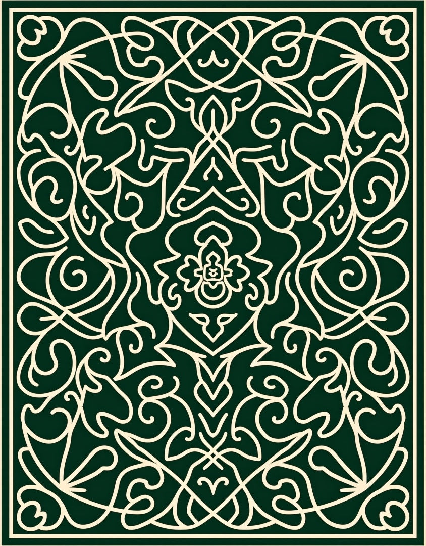 Green Ivory Intricate Floral Medallion Rug