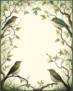 Birds And Branches Botanical Pattern Rug