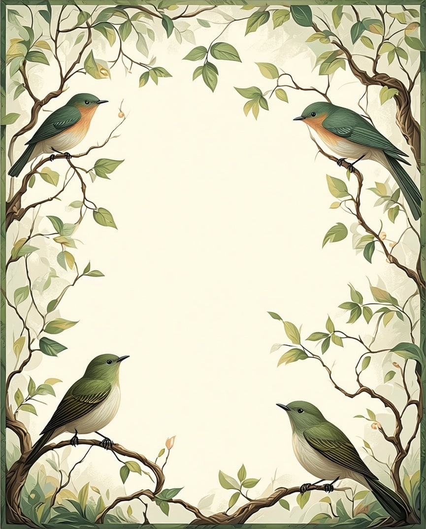 Birds And Branches Botanical Pattern Rug