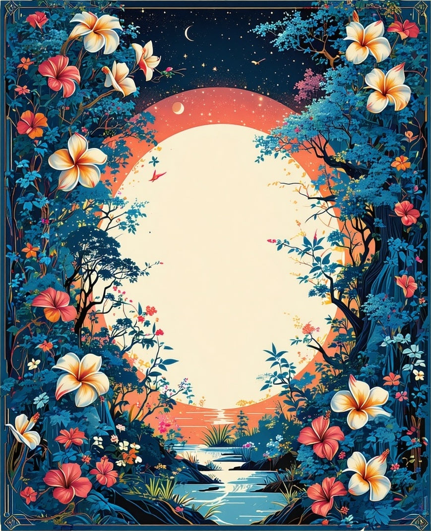Enchanted Floral Landscape Vibrant Design Rug