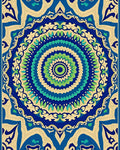 Vibrant Blue Green Mandala Floral Rug