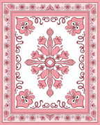 Pink Floral Symmetry Decorative Rug