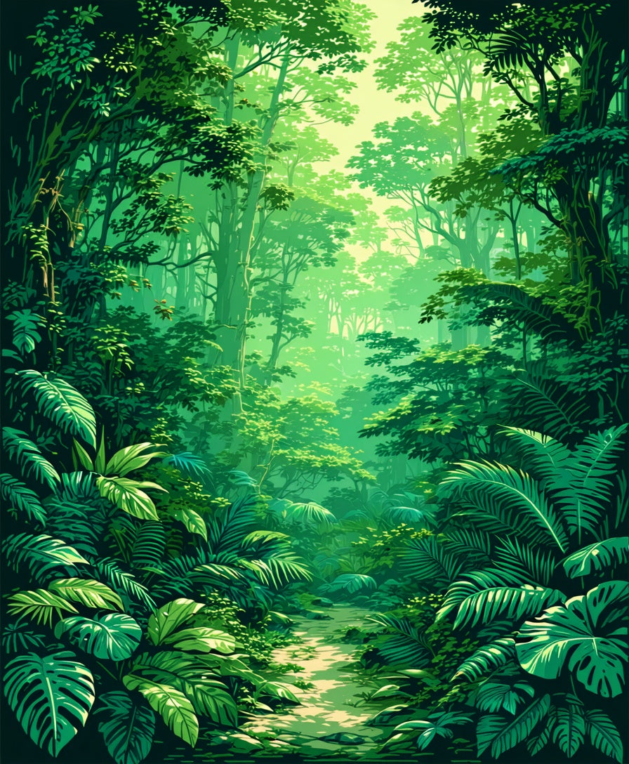 Lush Emerald Jungle Path Rug