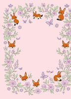 Whimsical Fox Fluttering Butterfly Floral Design Rug