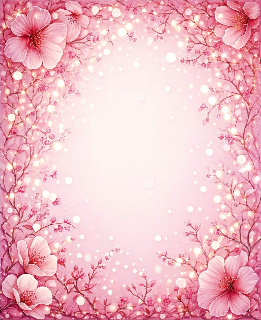 Whimsical Pink Floral Bokeh Pattern Rug
