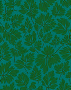 Deep Teal Fern Leaf Pattern Rug