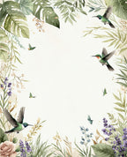 Hummingbirds and 2 Floral Watercolor Art Rug