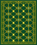 Emerald Green Golden Lattice Starburst Rug