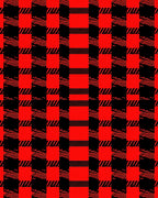 Bold Red Black Plaid Texture Rug