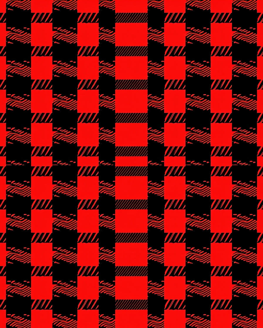 Bold Red Black Plaid Texture Rug