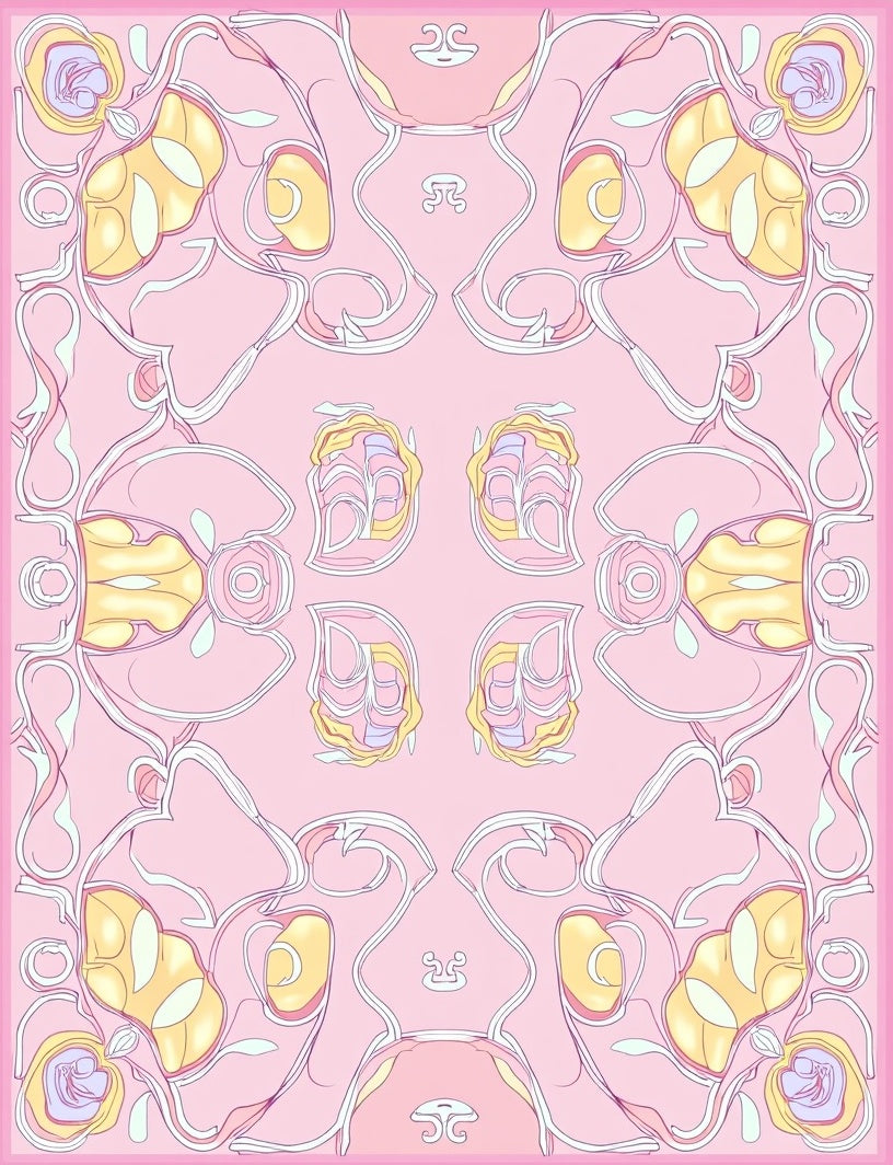Art Nouveau Swirls and Floral Pattern Rug