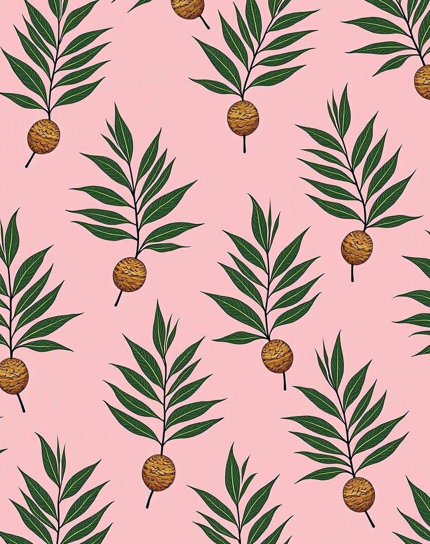 Pastel Pink Botanical Leaf Pod Rug