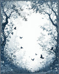 Misty Forest Birds Silhouette Design Rug