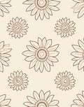 Floral Outline Retro Sunflowers Pattern Rug