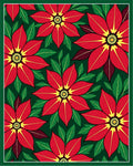 Bold Red Floral Christmas Poinsettias Rug
