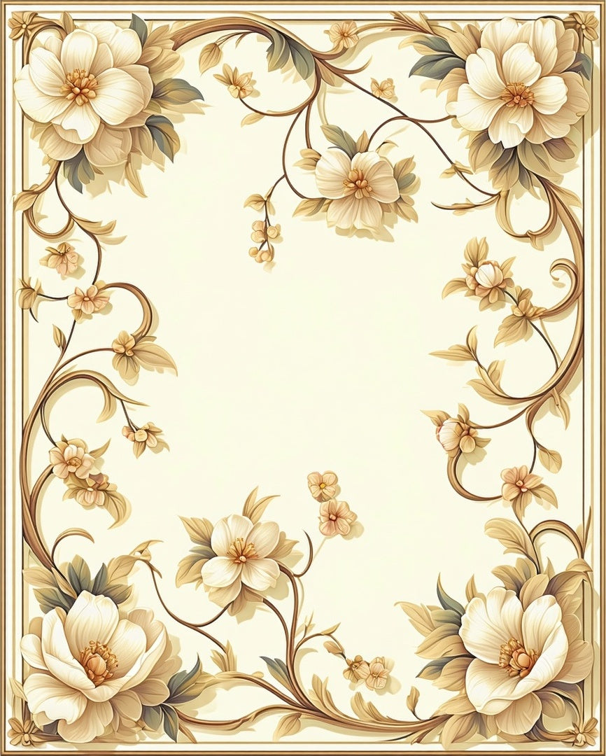 Elegant Floral Branches With Blossoms Design Rug