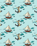 Nautical Sailboats and Anchor Pattern Rug
