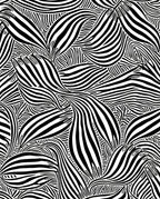 Black White Abstract Wavy Stripe Rug