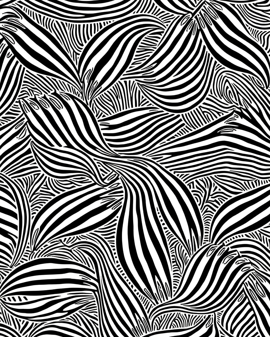 Black White Abstract Wavy Stripe Rug