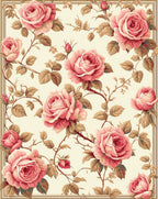 Vintage Rose Garden Botanical Design Rug