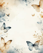 Soft Butterfly Watercolor Floral Pattern Rug