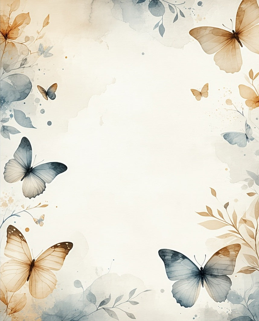 Soft Butterfly Watercolor Floral Pattern Rug